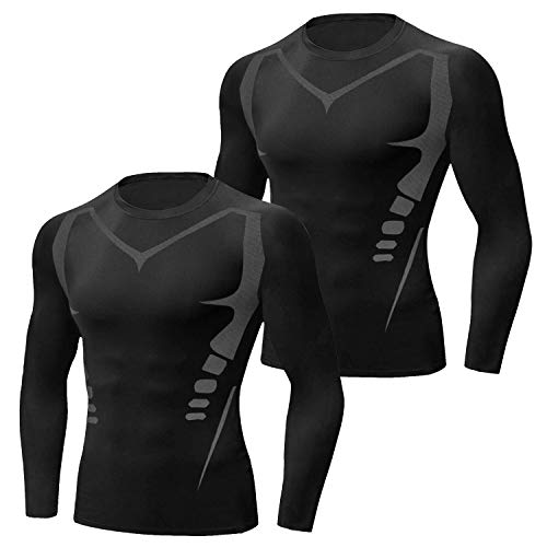 Sykooria Camiseta de Compresión Manga Corta Manga Larga para Hombre Ropa Deportiva de Transpirable y Secado Rápido para Deporte Running Ciclismo Fitness Gym Entrenamiento