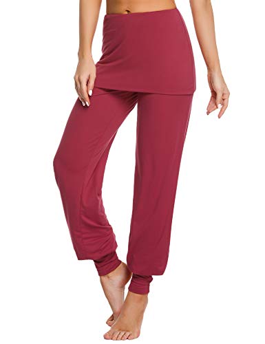 Sykooria Pantalones De Yoga Mujer Pantalones Harem Pantalones Hippies Pantalones con Falda para Mujer Pantalones Deportivos de Algodón Pantalon Harem de Anchos Cintura Alta Pilates Baile Fitness