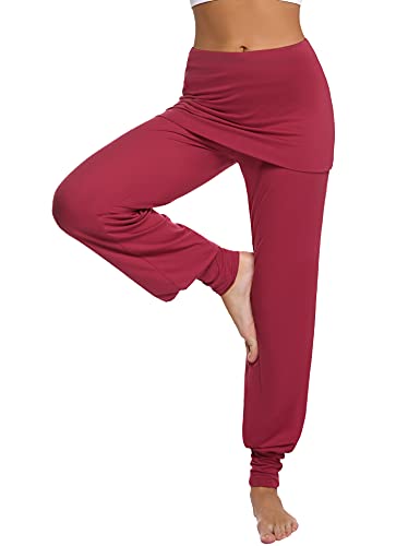 Sykooria Pantalones De Yoga Mujer Pantalones Harem Pantalones Hippies Pantalones con Falda para Mujer Pantalones Deportivos de Algodón Pantalon Harem de Anchos Cintura Alta Pilates Baile Fitness