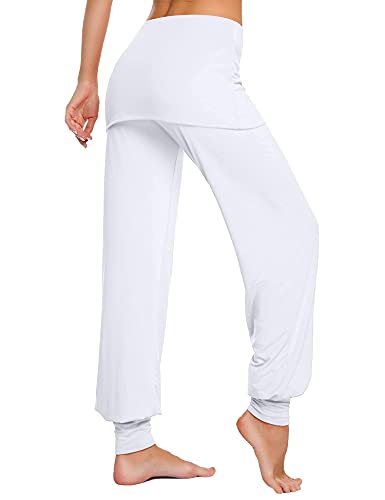 Sykooria Pantalones De Yoga Mujer Pantalones Harem Pantalones Hippies Pantalones con Falda para Mujer Pantalones Deportivos de Algodón Pantalon Harem de Anchos Cintura Alta Pilates Baile Fitness