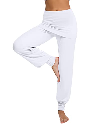 Sykooria Pantalones De Yoga Mujer Pantalones Harem Pantalones Hippies Pantalones con Falda para Mujer Pantalones Deportivos de Algodón Pantalon Harem de Anchos Cintura Alta Pilates Baile Fitness