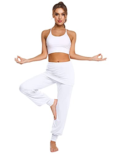 Sykooria Pantalones De Yoga Mujer Pantalones Harem Pantalones Hippies Pantalones con Falda para Mujer Pantalones Deportivos de Algodón Pantalon Harem de Anchos Cintura Alta Pilates Baile Fitness