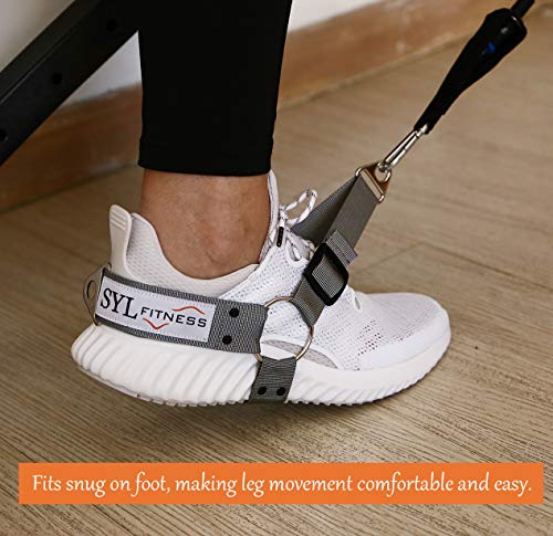 SYL Fitness Correas de Pie para Máquinas de Cables y Bandas de Resistencia, Hacer Ejercicios de Brasas y Entrenamiento en Casa y En El Gimnasio Resistencia de Las Piernas (Gris, Dos pies)