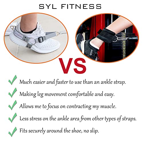 SYL Fitness Correas de Pie para Máquinas de Cables y Bandas de Resistencia, Hacer Ejercicios de Brasas y Entrenamiento en Casa y En El Gimnasio Resistencia de Las Piernas (Gris, Dos pies)