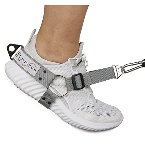 SYL Fitness Correas de Pie para Máquinas de Cables y Bandas de Resistencia, Hacer Ejercicios de Brasas y Entrenamiento en Casa y En El Gimnasio Resistencia de Las Piernas (Gris, Dos pies)