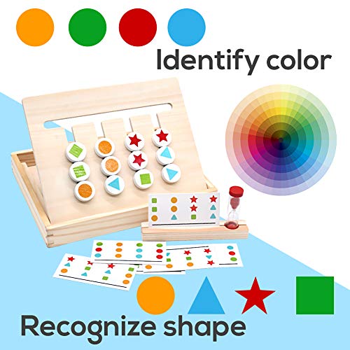 Symiu Juguetes Niños 3 Años Juguetes Montessori Tablero Juego de Madera Puzzles Infantiles con Tarjetas de Patrón y Disco de Color Juguete De Rompecabezas Madera para Niños 3 4 5 Años