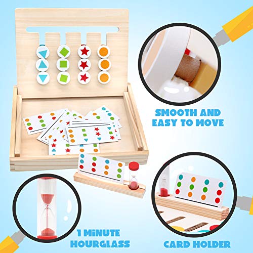 Symiu Juguetes Niños 3 Años Juguetes Montessori Tablero Juego de Madera Puzzles Infantiles con Tarjetas de Patrón y Disco de Color Juguete De Rompecabezas Madera para Niños 3 4 5 Años