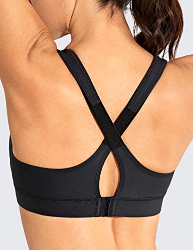 SYROKAN Mujer Sujetador Deportivo Máximo Soporte Relleno Correas Fitness Yoga Camisetas Sin Mangas Negro-A265A 90H