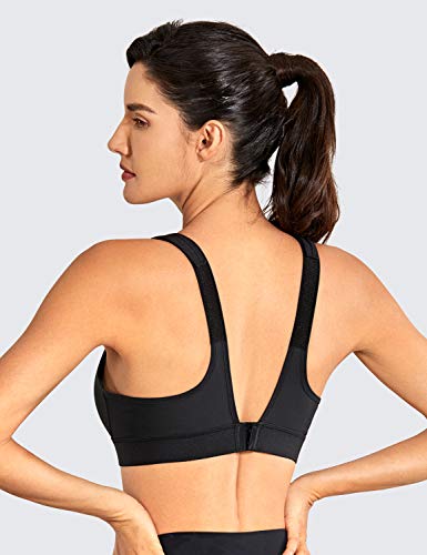 SYROKAN Mujer Sujetador Deportivo Máximo Soporte Relleno Correas Fitness Yoga Camisetas Sin Mangas Negro-A265A 90H