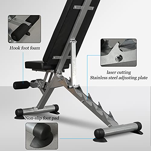 Tabla de Abdominales Banco Plegable con Mancuernas Press de banca para pájaros domésticos Silla Multifuncional para Ejercicios Tabla de músculos Abdominales