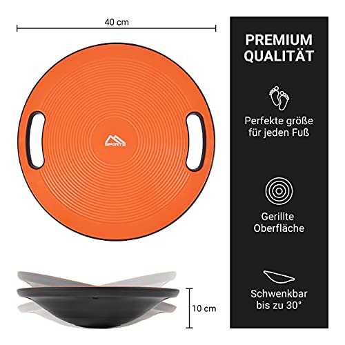 Tabla de equilibrio Premium de 40 cm de diámetro con póster de ejercicios y aplicación de ejercicios GRATIS - Tabla de equilibrio de fisioterapia, Equilibrio