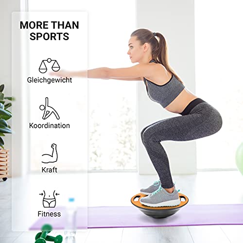 Tabla de equilibrio Premium de 40 cm de diámetro con póster de ejercicios y aplicación de ejercicios GRATIS - Tabla de equilibrio de fisioterapia, Equilibrio