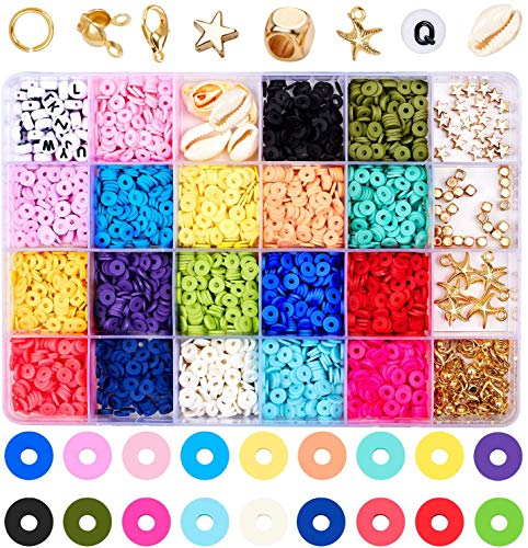 Tacobear 4847 PCS Juguete de Cuentas Coloridas Abalorios Hacer Pulseras Collar de Bricolaje Cuentas de Arcilla de Joyas DIY Manualidad Fabricación de Joyas para Niños Adultas