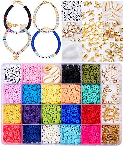 Tacobear 4847 PCS Juguete de Cuentas Coloridas Abalorios Hacer Pulseras Collar de Bricolaje Cuentas de Arcilla de Joyas DIY Manualidad Fabricación de Joyas para Niños Adultas