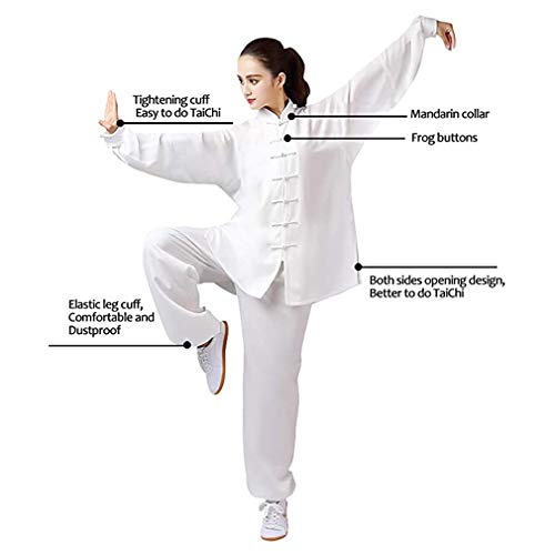 Tai Chi Kung Fu Conjunto De Uniforme De Hombres para Mujer Fitness Algodón Conjunto De Artes Marciales Meditación Zen Unisex Traje De Traje Tradicional Chino Ropa Yongchun(Size:Metro,Color:3)