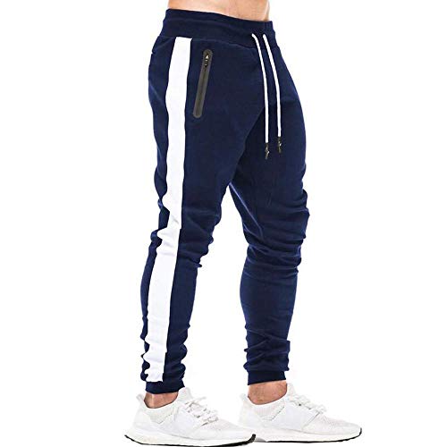 Tansozer Pantalon Chandal Hombre Jogger Hombre Pantalon Deporte Hombre Algodon Tenis Jogging Pantalon Running Deportivo Hombre Slim Fit Sweatpants Azul L