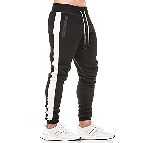 Tansozer Pantalon Chandal Hombre Jogger Hombre Pantalon Deporte Hombre Algodon Tenis Jogging Pantalon Running Deportivo Hombre Slim Fit Sweatpants Negro M