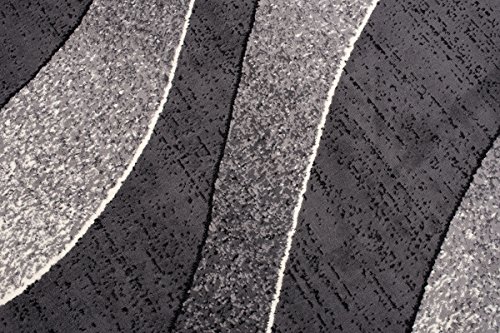 TAPISO Dream Alfombra Salón Comedor Dormitorio Moderno Gris Oscuro Blanco Negro Ondas Fina Pelo Corto 160 x 230 cm