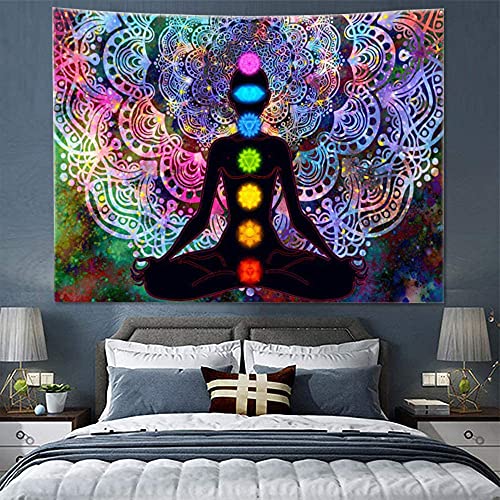 Tapiz Colgar Pared, Tapiz Pared Yoga, Tapiz Mandala Colorido, Tapiz Pared Yoga Mandala, con Kit de Instalación, para Dormitorio, Sala De Estar, Dormitorio, Decoración de Habitación de Estudio