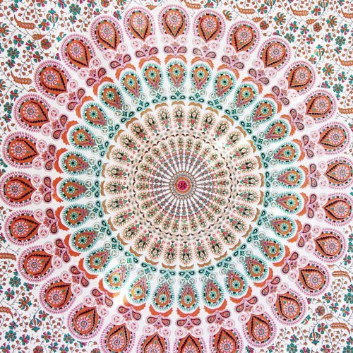 Tapiz de pared para colgar con diseño de mandala estilo hippie para el dormitorio, marca Aakriti Gallery (213,3 cm x 139,7 cm), 100% algodón, Rosa, 85x55 inches