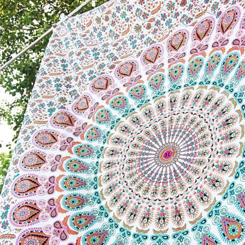 Tapiz de pared para colgar con diseño de mandala estilo hippie para el dormitorio, marca Aakriti Gallery (213,3 cm x 139,7 cm), 100% algodón, Rosa, 85x55 inches