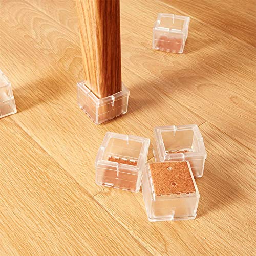 Tapones para Patas de Silla - WENTS 32PCS Pies de Goma Transparentes Silicona Antideslizante Resistente al Desgaste Protector de Suelo para el hogar Round Tapas Cuadradas para Patas De Silla