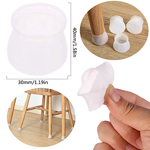 Tapones para Patas de Silla - WENTS 40PCS Pies de Goma Transparentes Silicona Antideslizante Resistente al Desgaste Protector de Suelo para el hogar Round Tapas Cuadradas para Patas De Silla