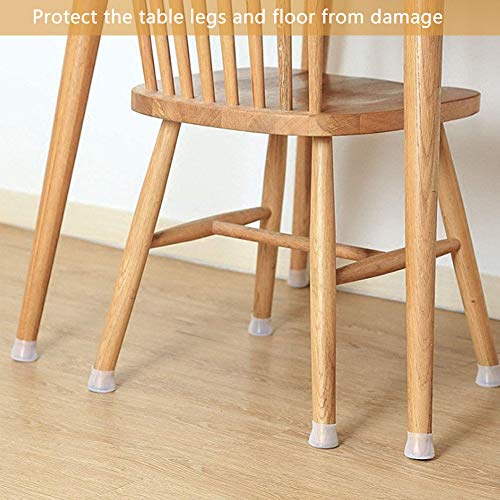 Tapones para Patas de Silla - WENTS 40PCS Pies de Goma Transparentes Silicona Antideslizante Resistente al Desgaste Protector de Suelo para el hogar Round Tapas Cuadradas para Patas De Silla