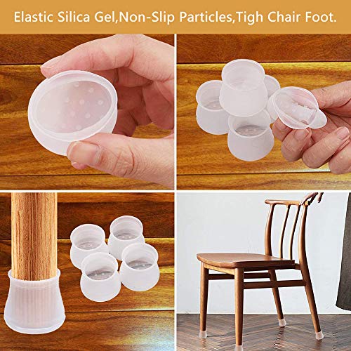 Tapones para Patas de Silla - WENTS 40PCS Pies de Goma Transparentes Silicona Antideslizante Resistente al Desgaste Protector de Suelo para el hogar Round Tapas Cuadradas para Patas De Silla