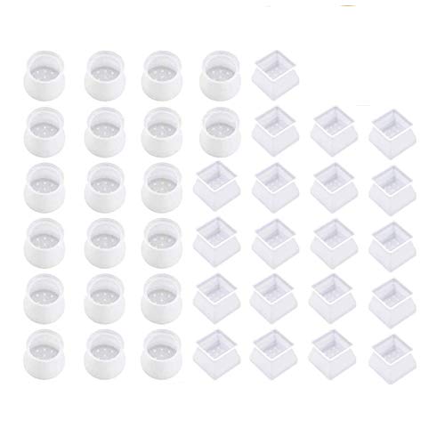 Tapones para Patas de Silla - WENTS 40PCS Pies de Goma Transparentes Silicona Antideslizante Resistente al Desgaste Protector de Suelo para el hogar Round Tapas Cuadradas para Patas De Silla