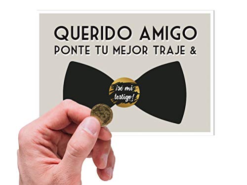 Tarjeta testigo boda hombre | Tarjeta rasca testigos novio amigos | Anuncio Boda