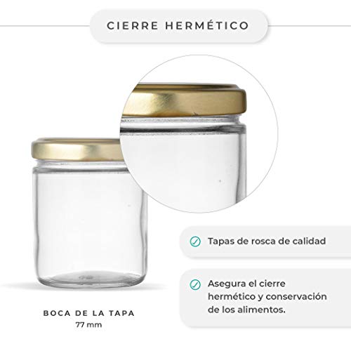 Tarros de cristal con tapas para conservas Pack de 46 unidades. Frascos hermeticos de 445 ml con tapa de rosca cerrado hermético para todo tipo de conserva casera