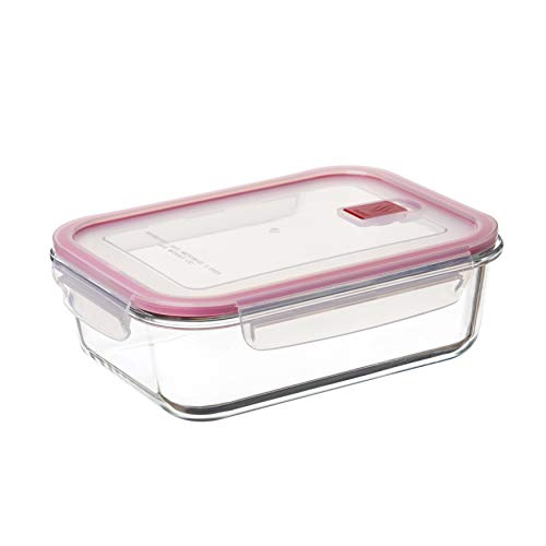 Tatay Fiambrebra de Alimentos, Vidrio, Hermética, 1.5L de Capacidad, Tapa de Clip, Libre de BPA, Apto Microondas, Horno, Congelador y Lavavajillas, Color Rojo. Medidas 17.7 x 23x 7.6 cm