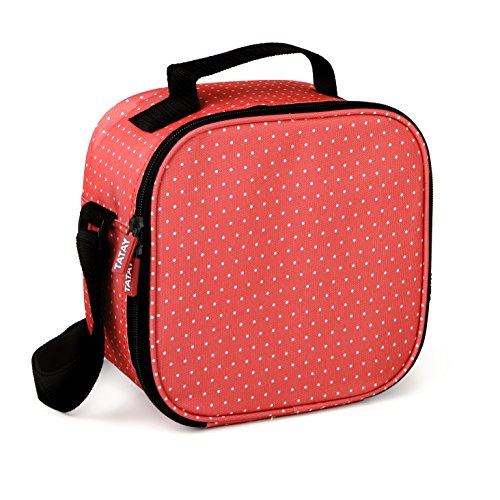 Tatay Urban Food Casual, Bolsa Térmica Porta Alimentos, 3L de Capacidad, con 4 Tuppers Herméticas (2 x 0.5L, 2 x 0.2L), Color Rojo con Puntos. Medidas 22.5 x 10 x 22 cm