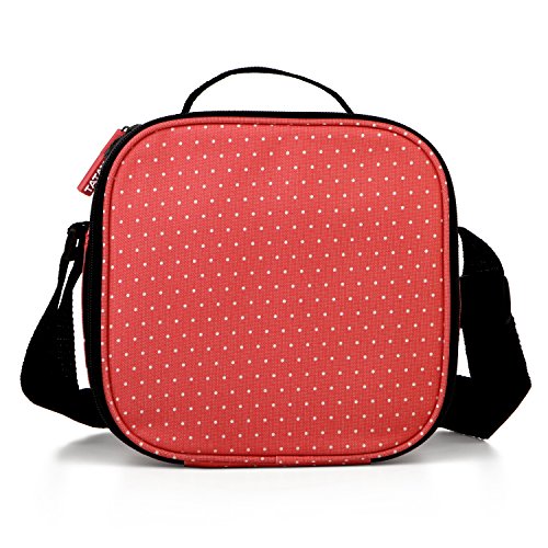 Tatay Urban Food Casual, Bolsa Térmica Porta Alimentos, 3L de Capacidad, con 4 Tuppers Herméticas (2 x 0.5L, 2 x 0.2L), Color Rojo con Puntos. Medidas 22.5 x 10 x 22 cm