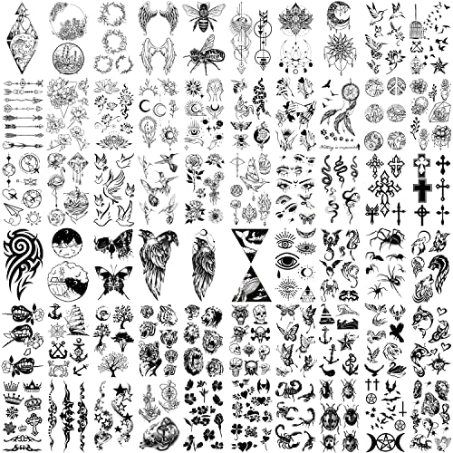 Tatuajes Temporales 60 Hojas - Tatuaje falso Pequeño Resistente al Agua, Fores, Coronas, Estrellas, Animales, Mariposas, Colección, Tatuajes para Niños, Adultos, Hombres y Mujeres.