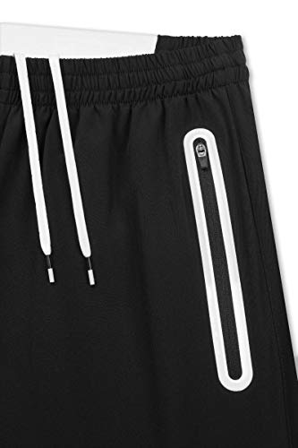 TCA Hombre Elite Tech Pantalones Cortos con Bolsillos con Cremallera - Negro/Blanco, L