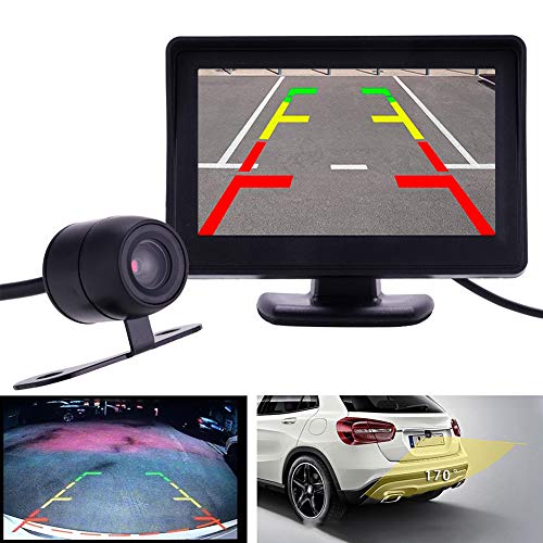 Teabelle 4.3"Kit de Cámara de Visión Nocturna Trasera con Reversa para Automóvil y Monitor TFT LCD