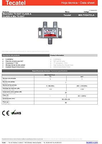 Tecatel TV Satélite - Mezclador de señal satélite y televisión