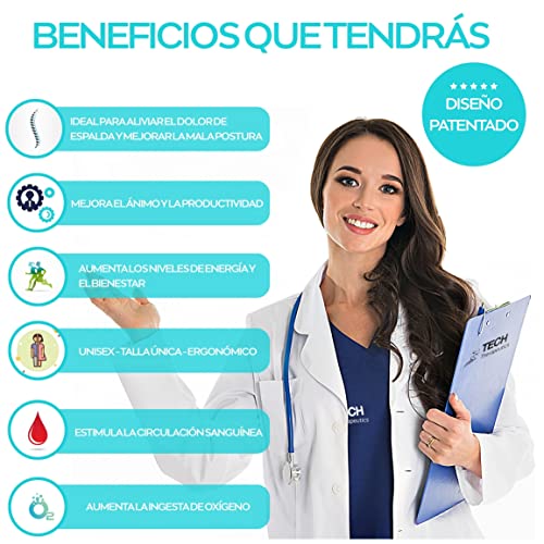 Tech Therapeutics - Corrector de Postura, Espalda y Hombros con Terapia Magnética para Hombres y Mujeres, Incluye E-Book