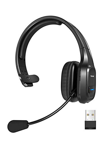 TECKNET Auriculares con Micrófonos PC,Auricular Bluetooth Cascos con Estación de Carga Cancelación de Ruido Sonido estéreo Claro Cascos Compartible Skype, Teléfono,Centros de Llamadas,Cursos Online