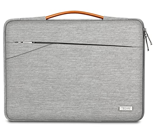 TECOOL 14 Pulgadas Funda Portátil, Bolso Ordenador Maletín Impermeable con Asa para 14'' HP Lenovo DELL Acer ASUS Chromebook Notebook, 2016-2019 MacBook Pro 15, 15'' Surface Laptop 3, Gris