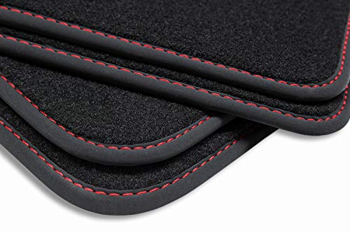 teileplus24 BGF452 Alfombrillas Todo el año para Seat Ibiza 5V 6J 6P 2008-2017 Impermeable, Costura:Rojo