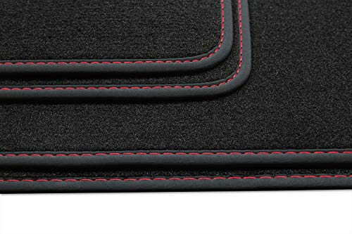 teileplus24 BGF452 Alfombrillas Todo el año para Seat Ibiza 5V 6J 6P 2008-2017 Impermeable, Costura:Rojo