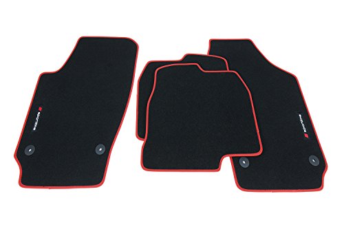 teileplus24 PV301 Alfombrillas Sportline Design para Seat Ibiza 4 IV 6L 2002-2008 Costuras Decorativas, Bordes:Rojo