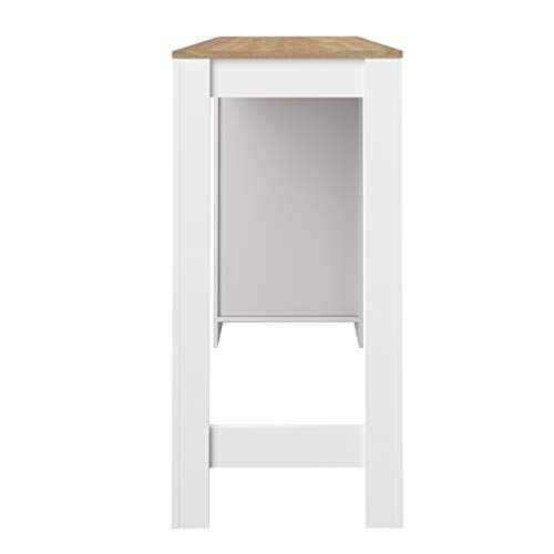 TEMAHOME Aravis Mesa Bar con Almacenamiento, Tablero de Partículas de Melamina, Blanco/Beige (Roble), 115 x 50 x 102.7 cm