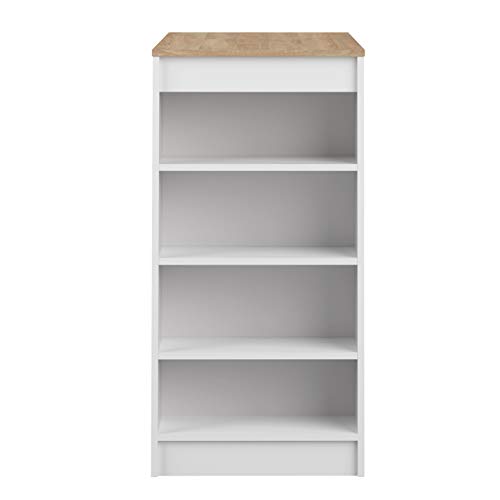 TEMAHOME Aravis Mesa Bar con Almacenamiento, Tablero de Partículas de Melamina, Blanco/Beige (Roble), 115 x 50 x 102.7 cm