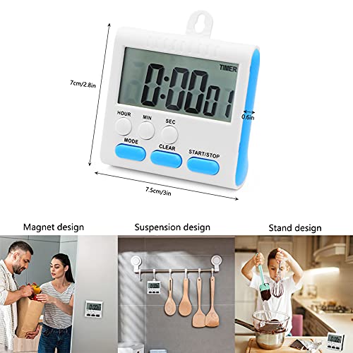 Temporizador Digital Cocina de 24 Horas,4 Piezas Time Timer,Cronometro Cocina de 4 Colores,Reloj Cocina Digital Aplicar Para Horno Cubo de Rubik Ducha Baño Maestros Gimnasio Aula Para Niños(6 Botones)