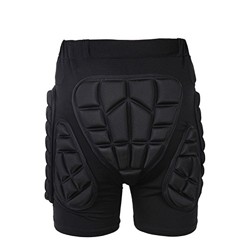 Tentock Adultos Pantalones Cortos de Compresión con Protectores Acolchados 3D, para Esquí Patinaje, Tamaño Completo(M)