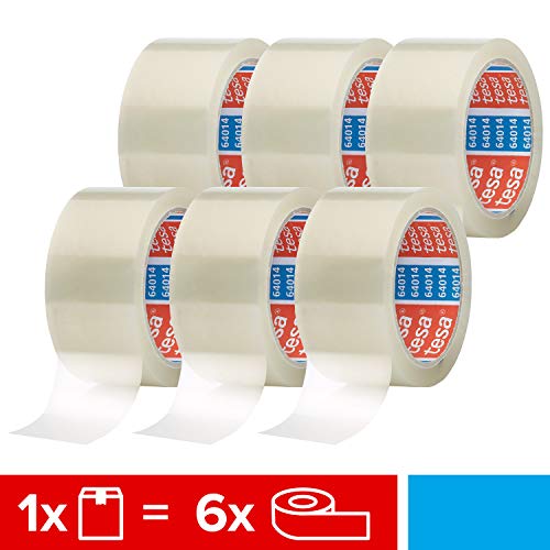 Tesa - 6 Rollos, Cinta Adhesiva del Paquete Cinta Adhesiva (66 m, 50 mm) Transparente